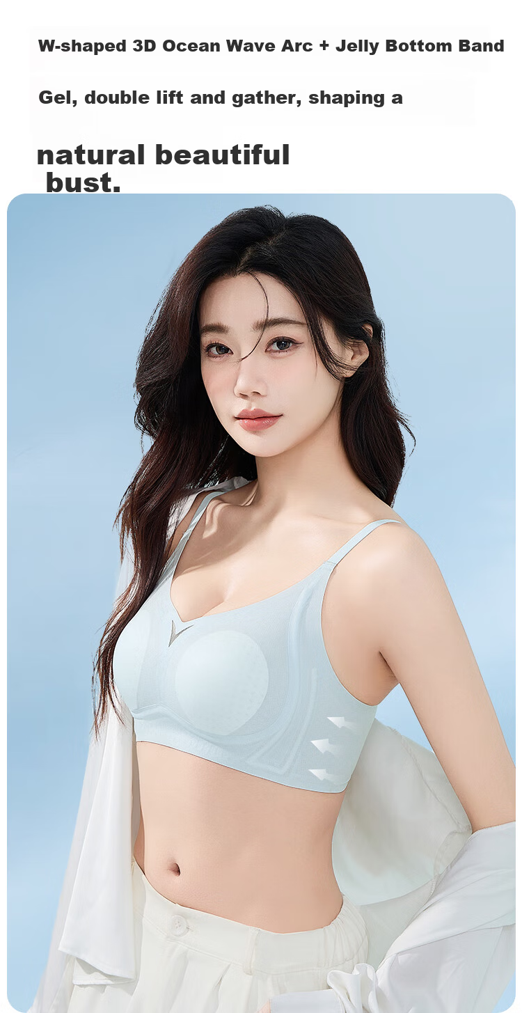 Urban Beauty Women's Thin Summer Wireless Bra Seamless Bunny Ear Cup Ice Silk Breathable Anti-Spread Sky Blue L 6