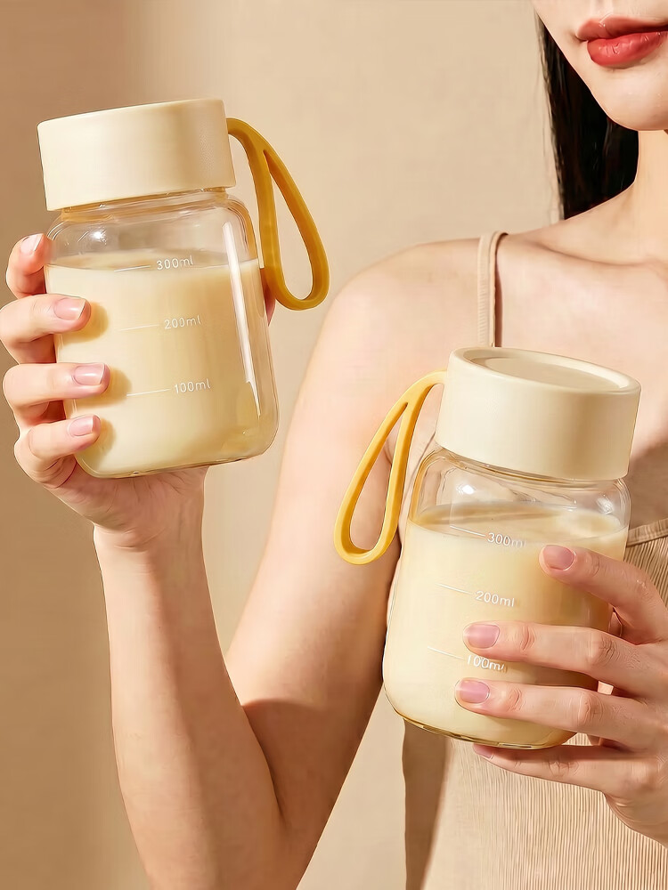 KATEI STORY Japanese Soy Milk Cup Portable Milk Cup Home Breakfast Oatmeal Cup with Measurement Handle Glass Kids Water Cup for Women 4