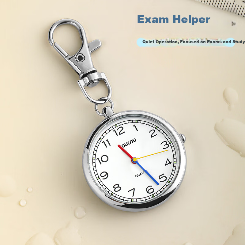 Kousu Portable Mini Keychain Watch Stopwatch Pocket Watch for Civil Servants, National Exam Students, Middle and High School Exams, Men and Women, Middle-aged and Elderly