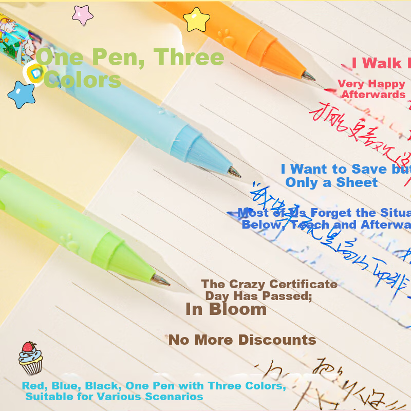 Joytop Crayon Shin-chan Limited Edition 3-Color 0.5mm Quick-Dry Retractable Gel Pen Student Stationery Signature Pen