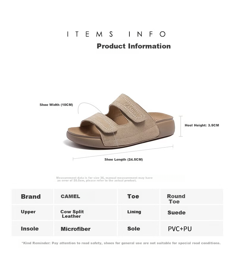 CAMEL Women's Casual Double Strap Sandals L26M504056 Coffee Color Size 37 13