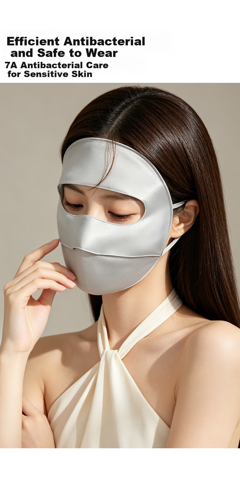 Miiow Men's Silk Sun Protection Full Face Mask UV Protection 100% Mulberry Silk Outdoor Mountaineering Cycling Face Bikini Mask 11