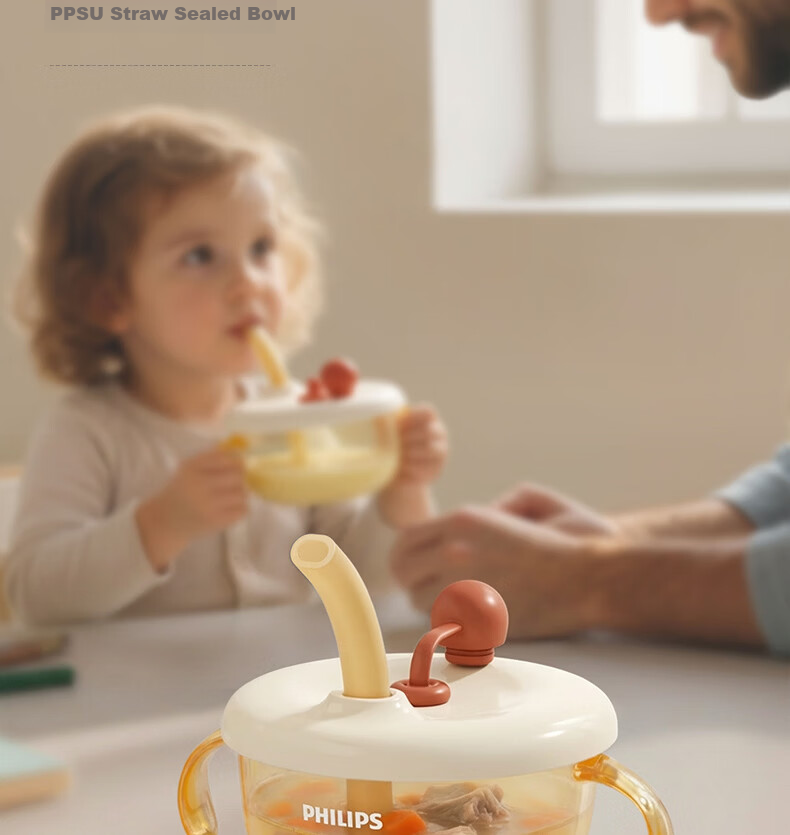 AVENT Philips Avent PPSU Baby Food Bowl Straw Bowl for Soup and Porridge Children's Rice Cereal Bowl Kids Lunch Box 2