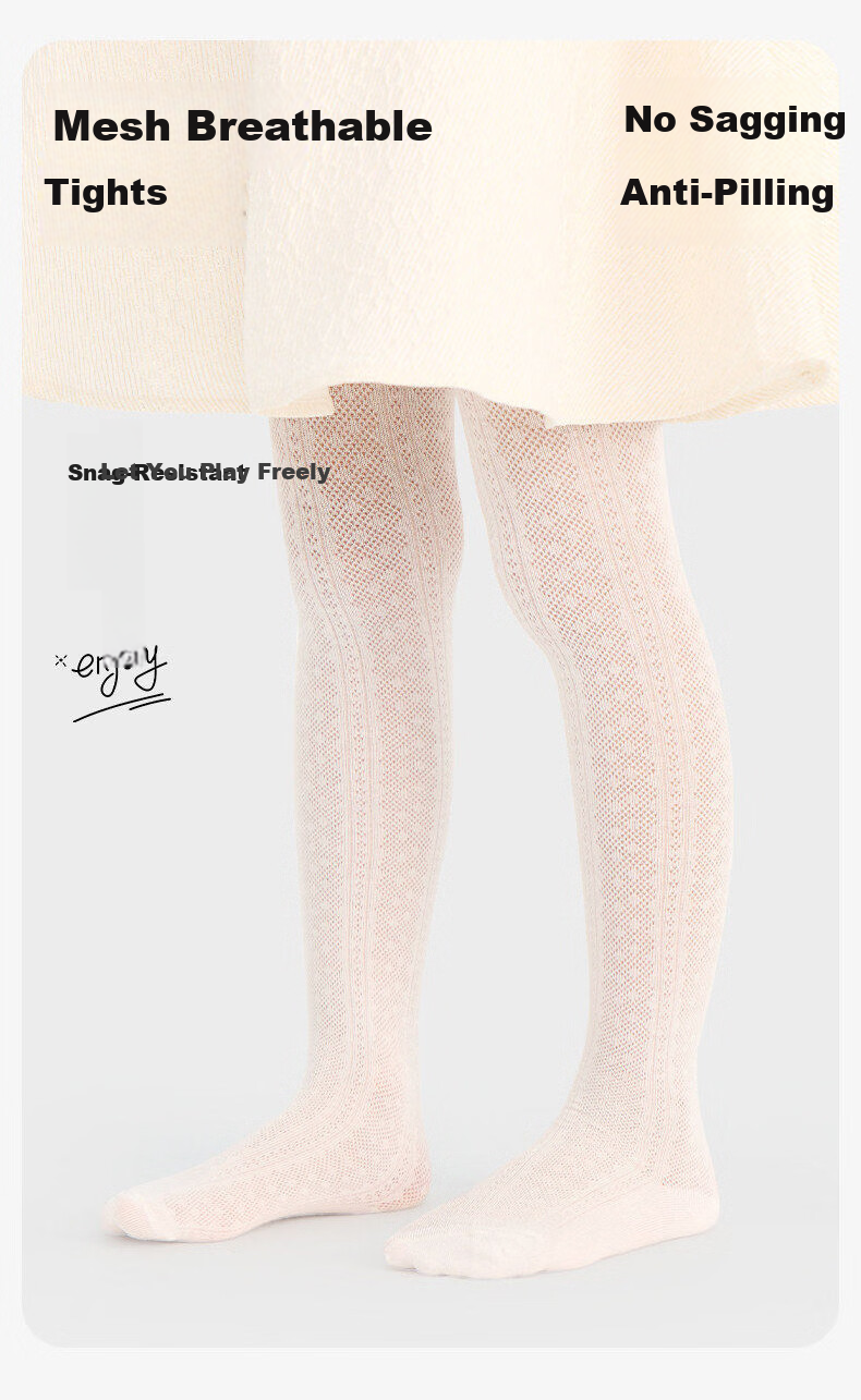Langsha Girls' Summer Mesh Leggings Children's Tights Baby Anti-Mosquito White Stockings Spring and Autumn Cotton Socks Pants 1