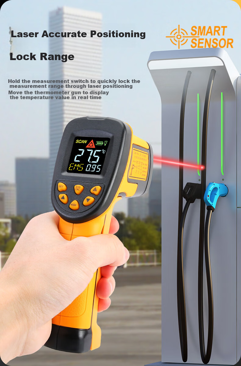 CEM Infrared Thermometer Industrial Temperature Gun High-Precision Thermometer Home Kitchen Baking Oil Temperature Gun AS-852B+ 8