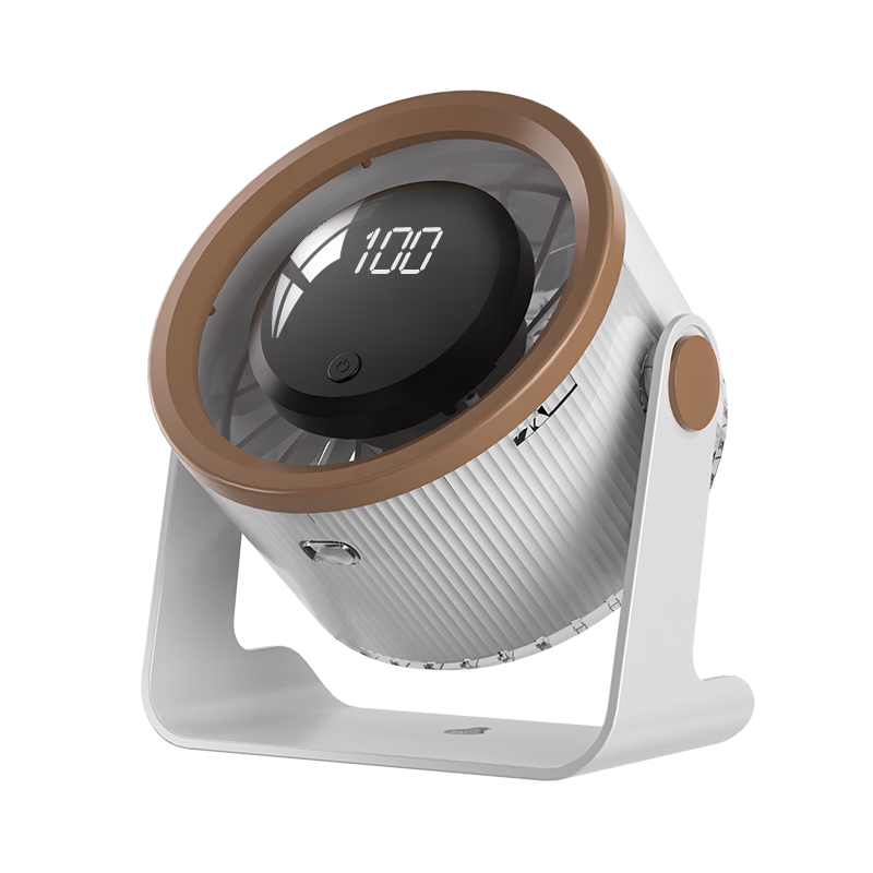 AUX Desktop Fan Silent Plug-in Rechargeable Long Battery Life High Wind Portable Wall-Mountable Office Small Fan AFD-JH-028A White Coffee Color
