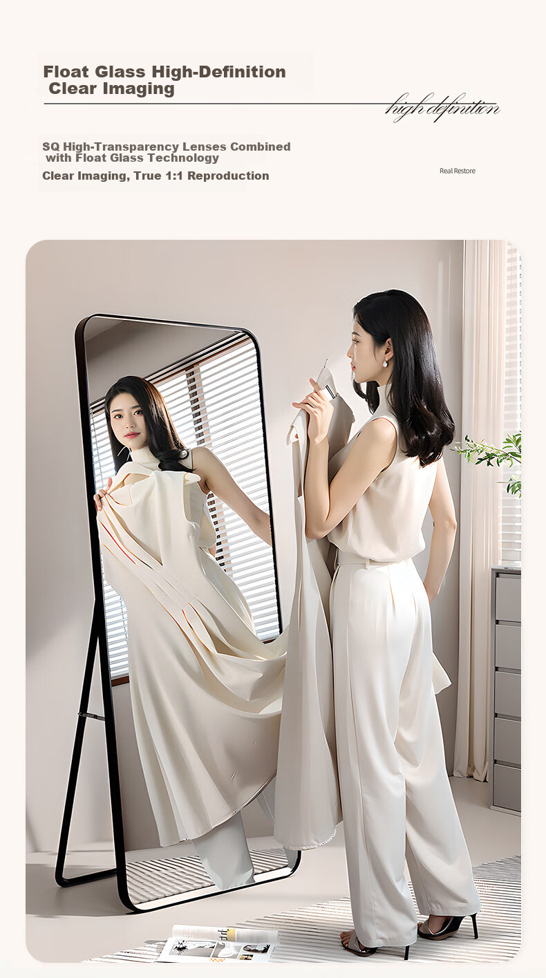 Menghuating Full-Length Dressing Mirror Floor Mirror Home Simple Wall-Mounted Wall Sticker Popular Girls Bedroom Makeup Hanging Fitting Mirror 2