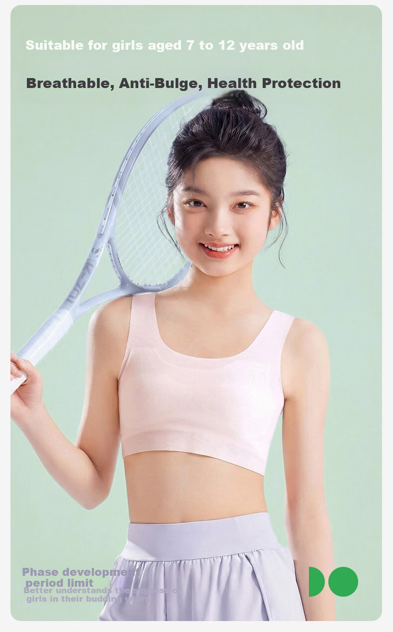 Seven-Color Spinning 2-Pack Girls' Underwear Developmental Period 6-12 Years Summer Thin Big Kids Elementary School Vest Girls' Bra 2