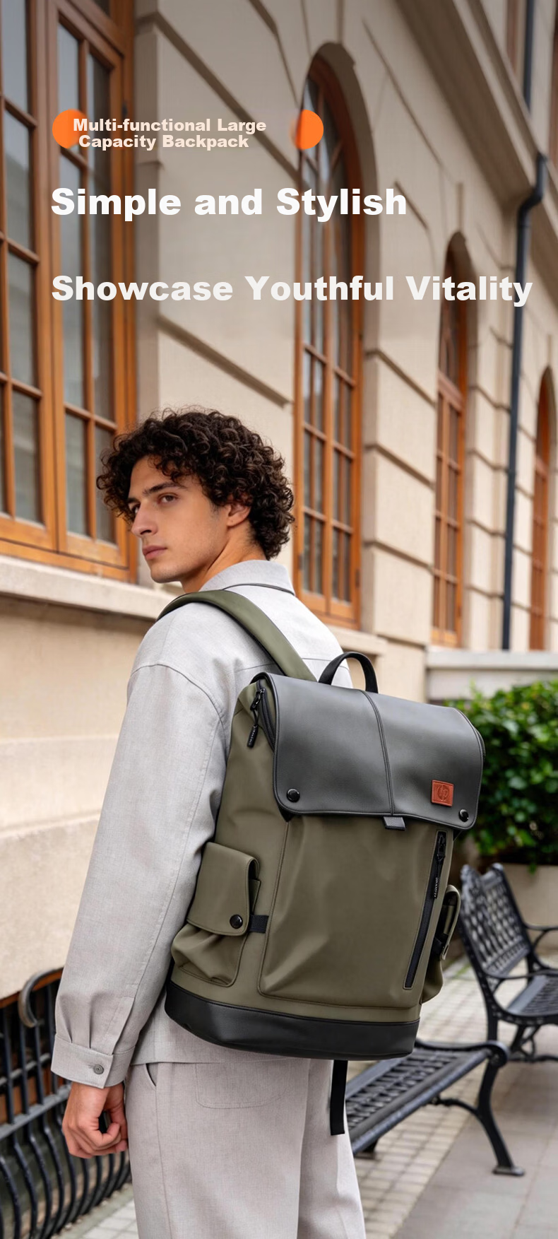 HP 16-inch Laptop Bag Casual Travel Hiking Backpack Large Capacity College School Backpack for Men and Women Dark Green 1