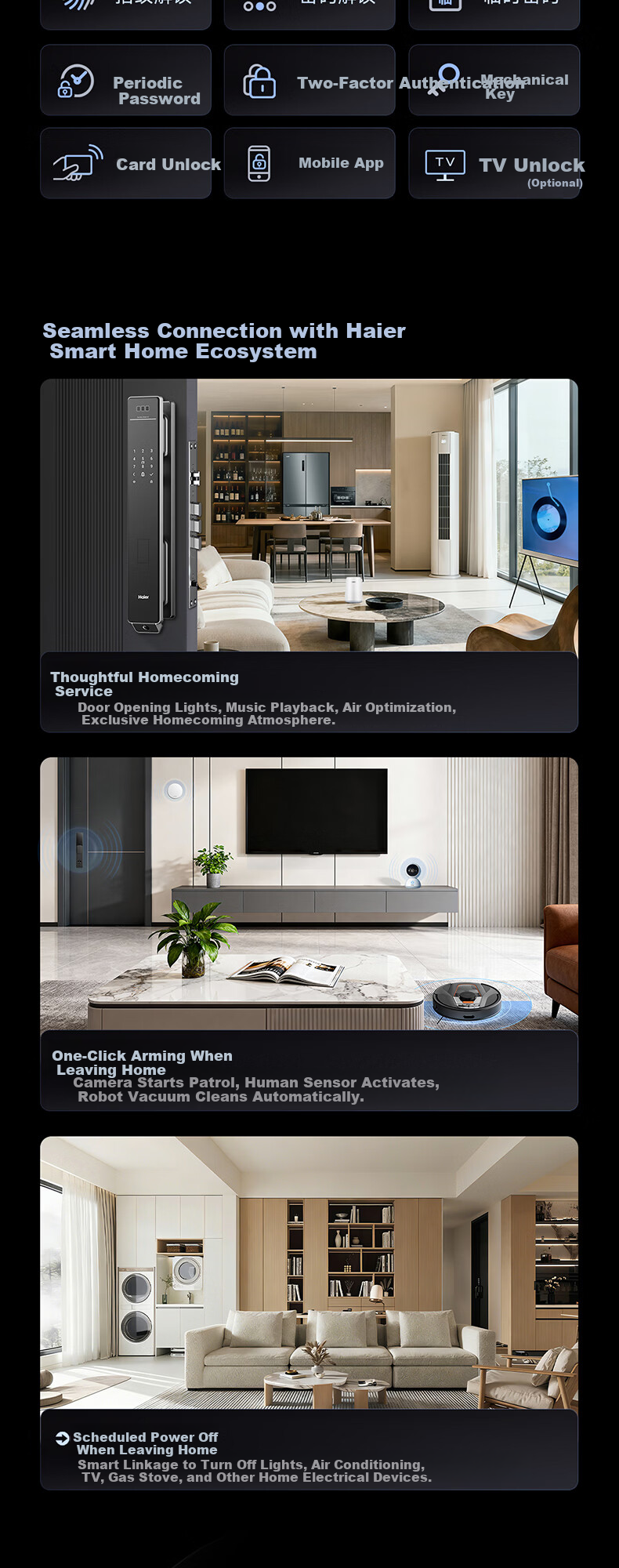 Haier Dual-Camera Palm Vein Facial Recognition Fingerprint Password Smart Door Lock P500Pro for Home Entry 10