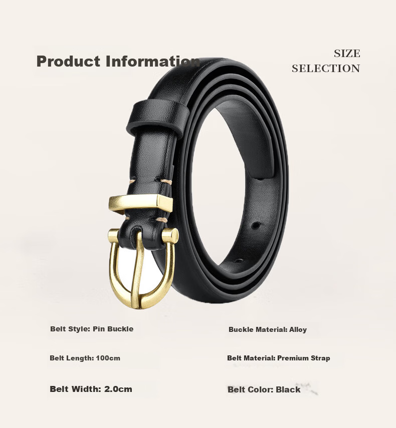 Half-Cigarette Women's Casual Leather Belt Versatile Genuine Pin Buckle Belt for Jeans and Leather Pants High-End Fashion Gift 8