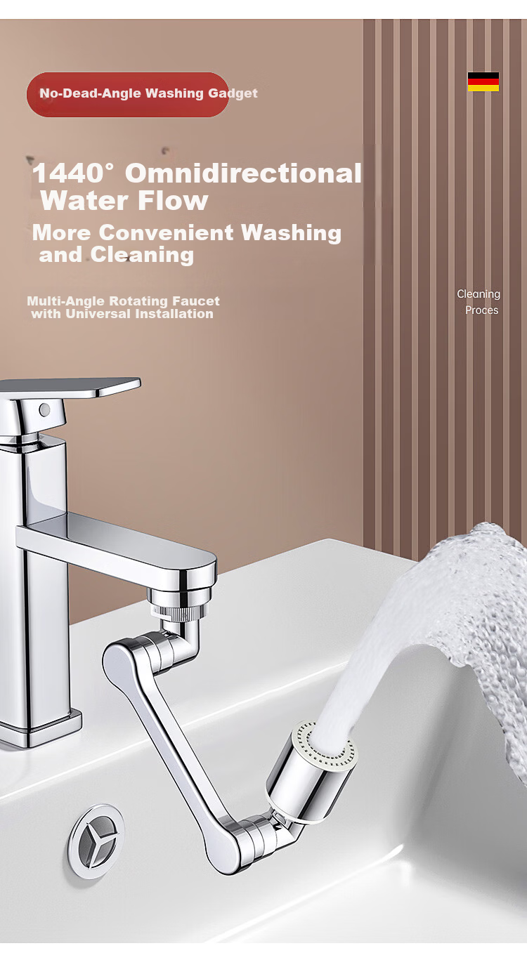 Taoshi Universal Faucet Extender Splash-Proof Aerator Basin Faucet Spout with 1440° Rotatable Joint Mechanical Arm 3