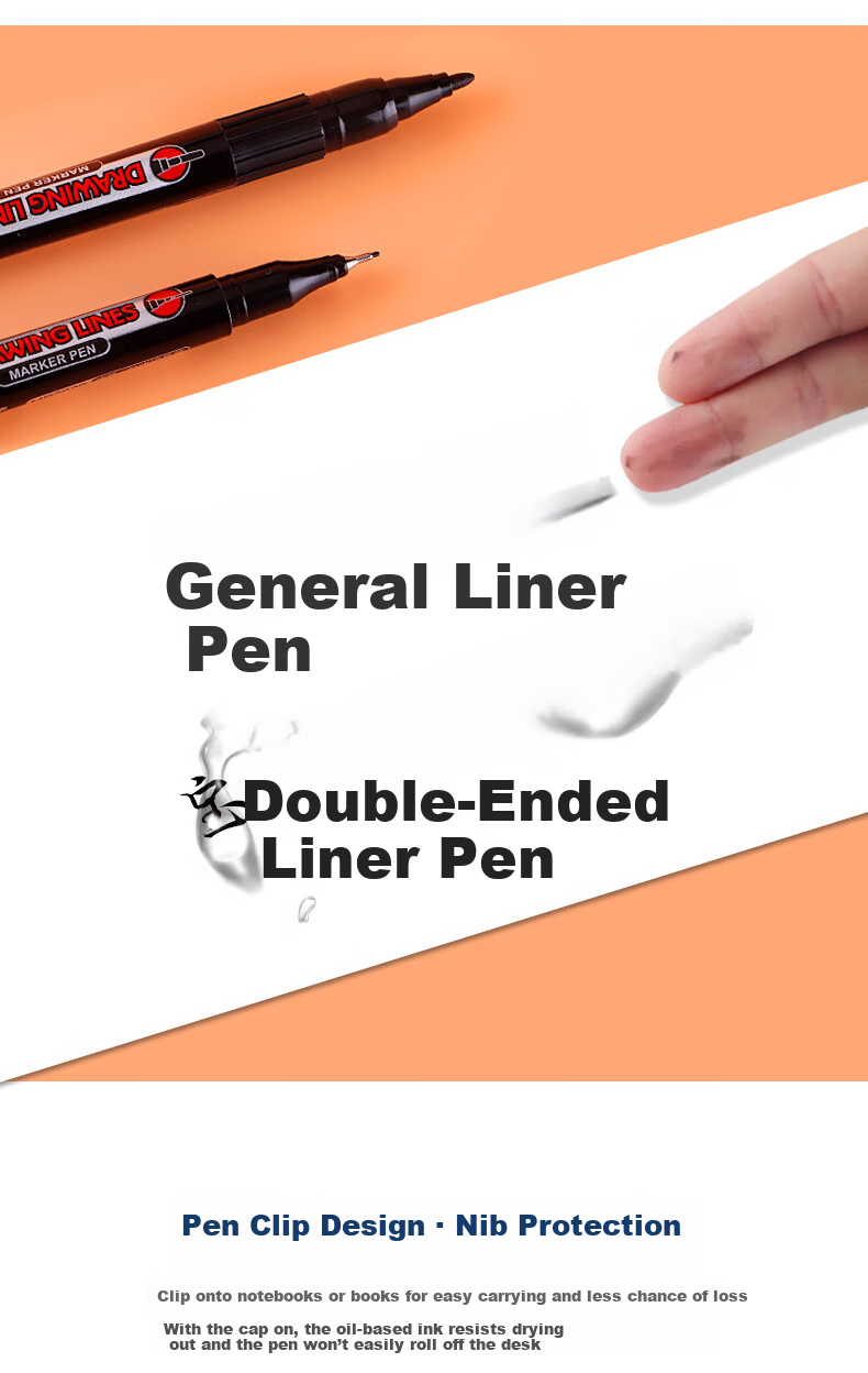 BAOKE MP2920 Oil-Based Dual-Ended Liner Pen Red 12pcs/Box 8