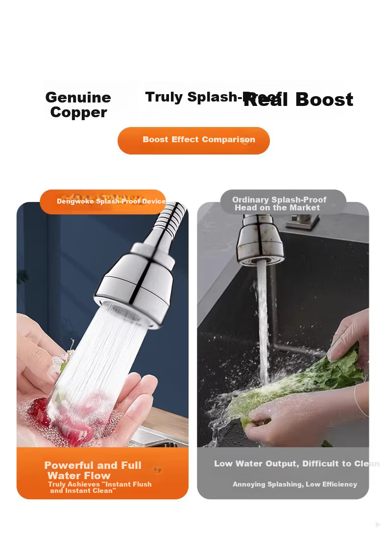 Denwalk [Germany] Kitchen Faucet Brass Spout Long Extension Booster Aerator Three-Mode Splash-Proof V-Shaped Nozzle 6