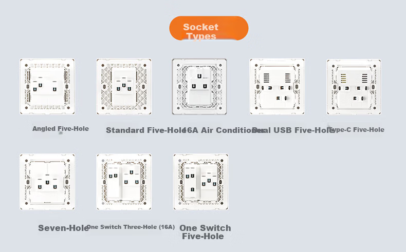 DELIXI Switch Socket, Recessed Socket for Air Conditioner, Hidden Socket, Built-In Starry Gray, 16A Three-Hole 27