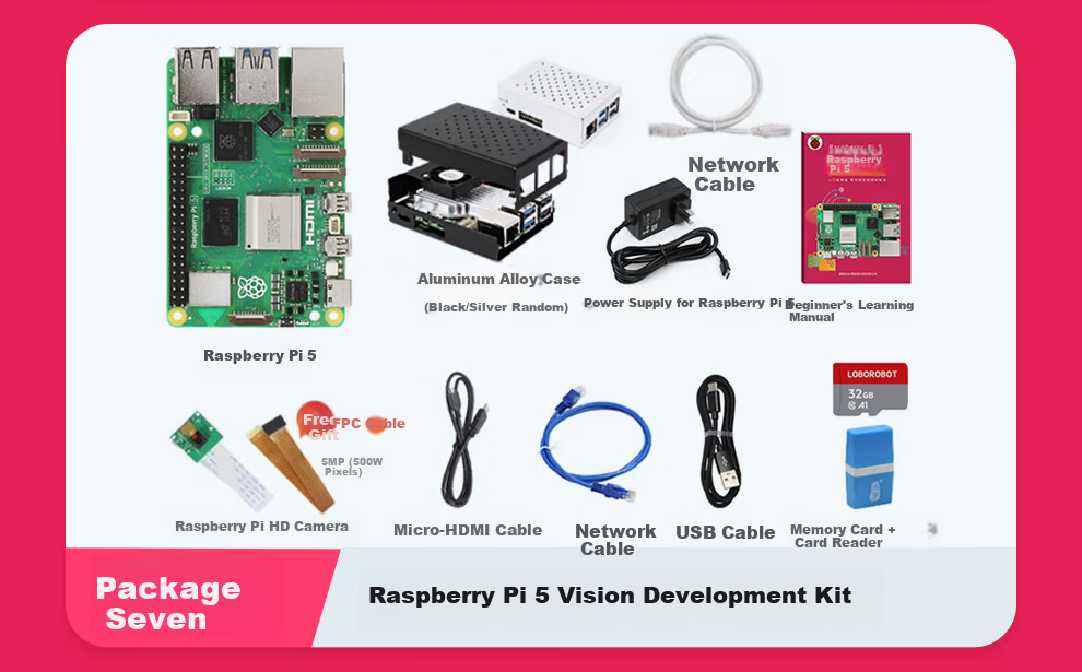 Raspberry Pi 5 Official Original Development Board 5th Generation Mainboard LINUX Kit Computer AI Programming 4GB Mainboard Starter Kit (8GB) 12
