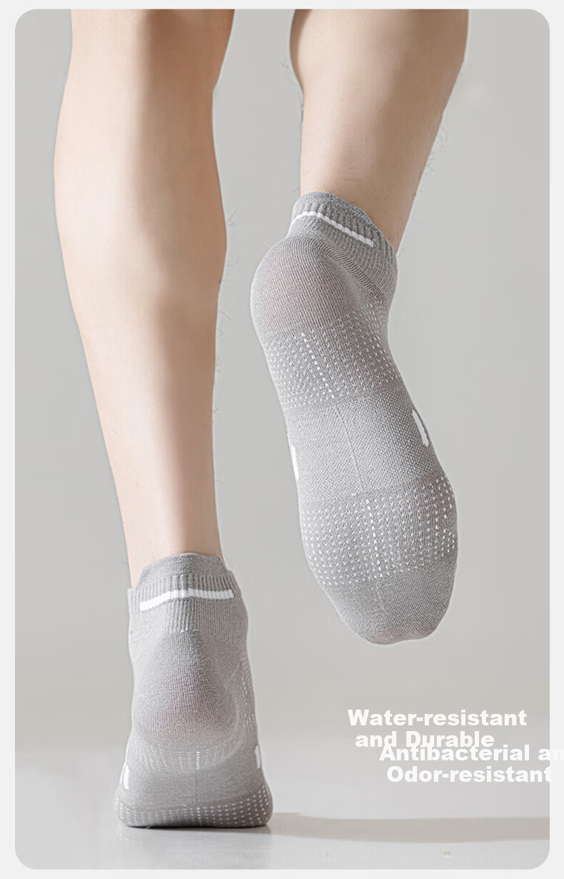 Cotton Xiaonian Men's Short Socks Spring Summer 100% Pure Cotton 10A Antibacterial Odor-Resistant Mesh Breathable Ankle Socks with Heel Tab 6 Pairs 20