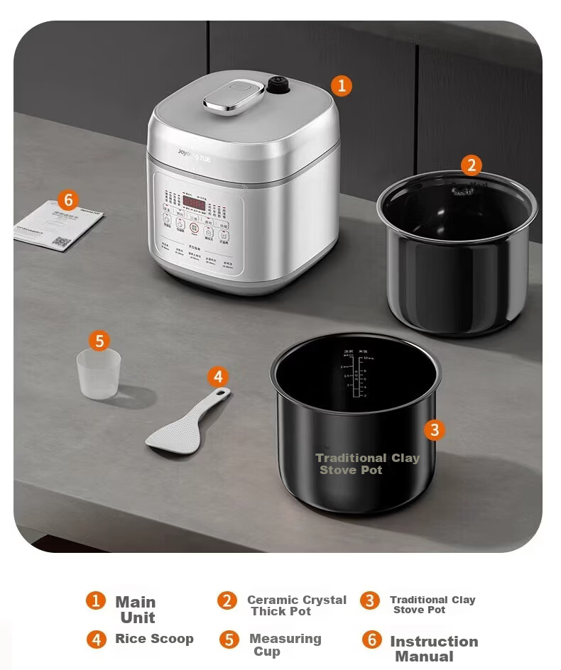 Joyoung ZMD Anxin Series Electric Pressure Cooker 70kPa High-Pressure Inner Pot 21% Deeper Intelligent Heating 900W Reservation Timer 5L Dual Pot Rice Cooker Soup Stew Y-50H50 27