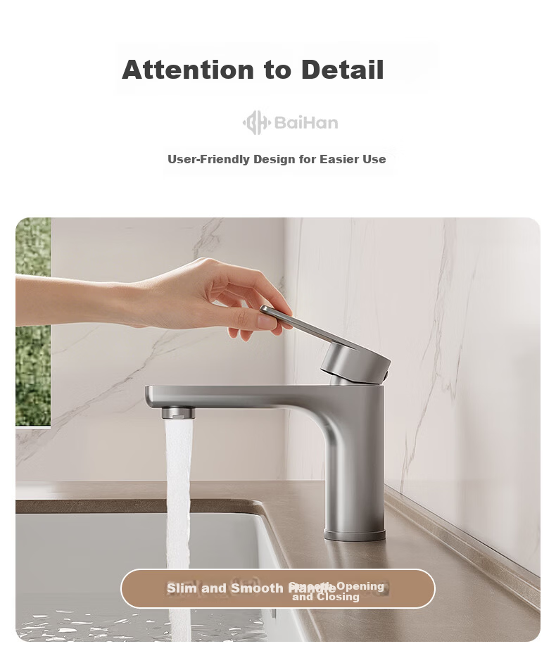 Baihan 304 Stainless Steel Bathroom Sink Faucet Basin Hot and Cold Dual Control Mixer Tap 11
