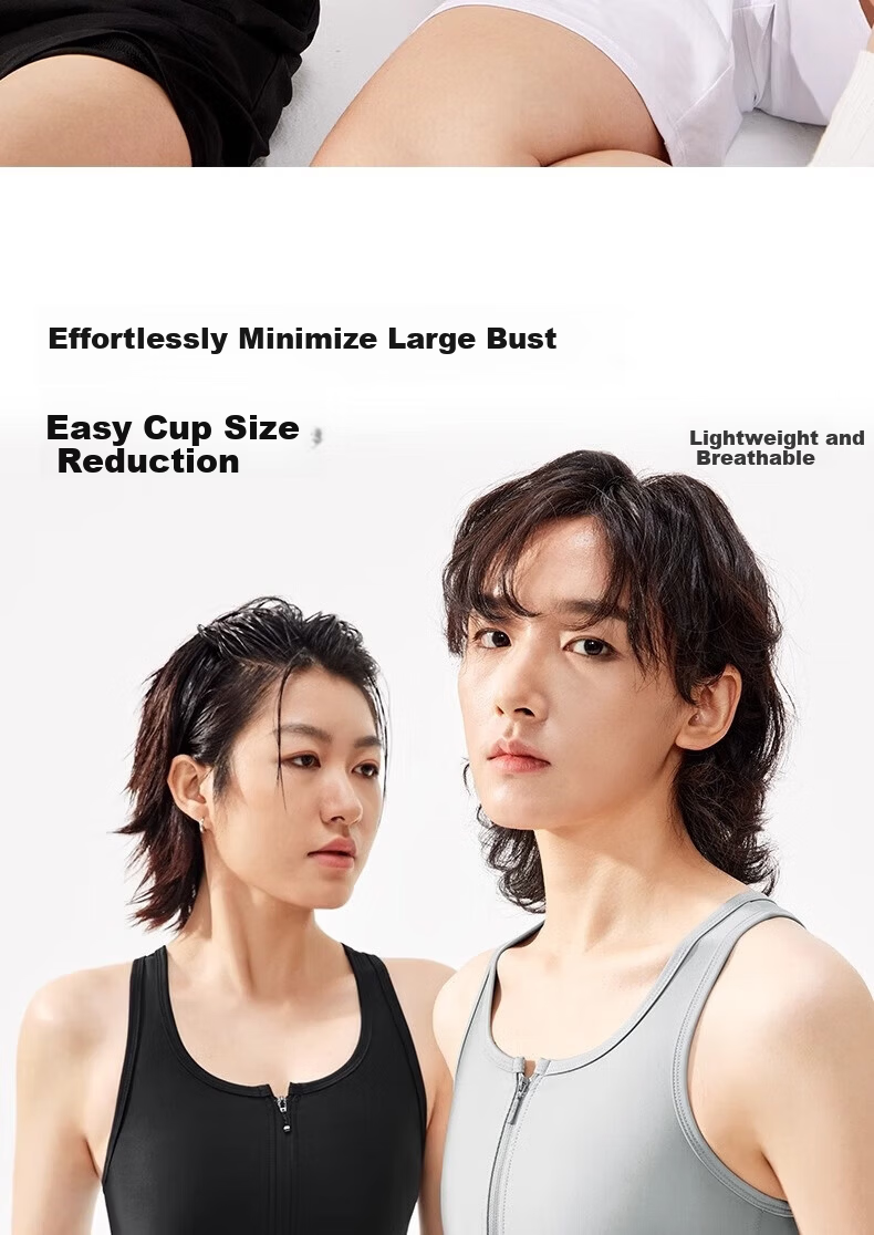 Caramella Ice Silk Breathable Zip-up Vest Bra for Large Bust, Chest Minimizer, Student Chest Binder, Cosplay Light Compression Underwear 11
