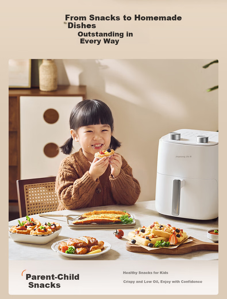 Joyoung Air Fryer with Steaming And Baking Functions, Zero Fluorine Titanium Ceramic Non-Stick Home Air Fryer, 5.5L Large Capacity Beautiful Hot Air Frying Metal Inner Pot KL55-V155 14