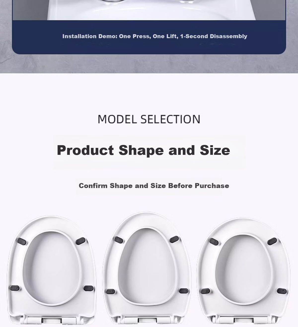 Taoshi V-Shaped Universal Toilet Seat Cover Double Slow-Closing Extra Thick Household Old-Style Toilet Lid 12