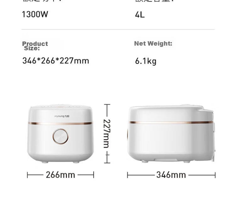 Joyoung Multifunctional Smart Rice Cooker 4L 316L Stainless Steel Inner Pot IH Non-Stick Rice Cooker F-40F560L 29