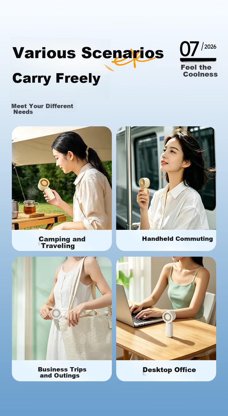 M&G Super Popular Handheld Mini Portable Pocket Desktop Fan Type-C Blueberry Ice Three-Speed Rechargeable Quiet 8