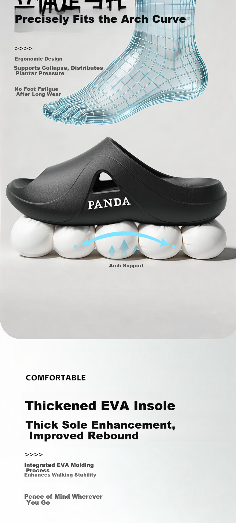 HIPANDA Men's Sports Slippers EVA Wear-Resistant Shock-Absorbing Outdoor Beach Lightweight Non-Slip Sandals 5
