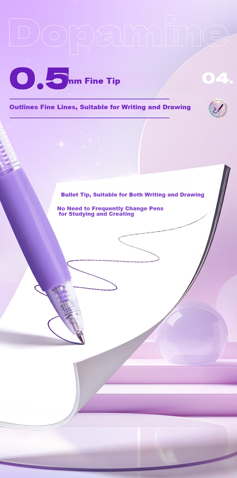 M&G Click Colorful 0.5mm Gel Pen Acrylic Marker Ins Style Painting Pen for Elementary to High School Students Black/6pcs AGPUC502 8