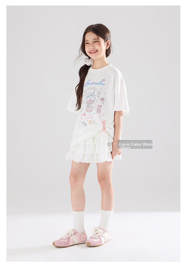 Mucmukn Wish Fairy Snowflake Soft Cotton Loose Hand-Painted Print Short Sleeve T-Shirt Summer Girls' Tee New 20