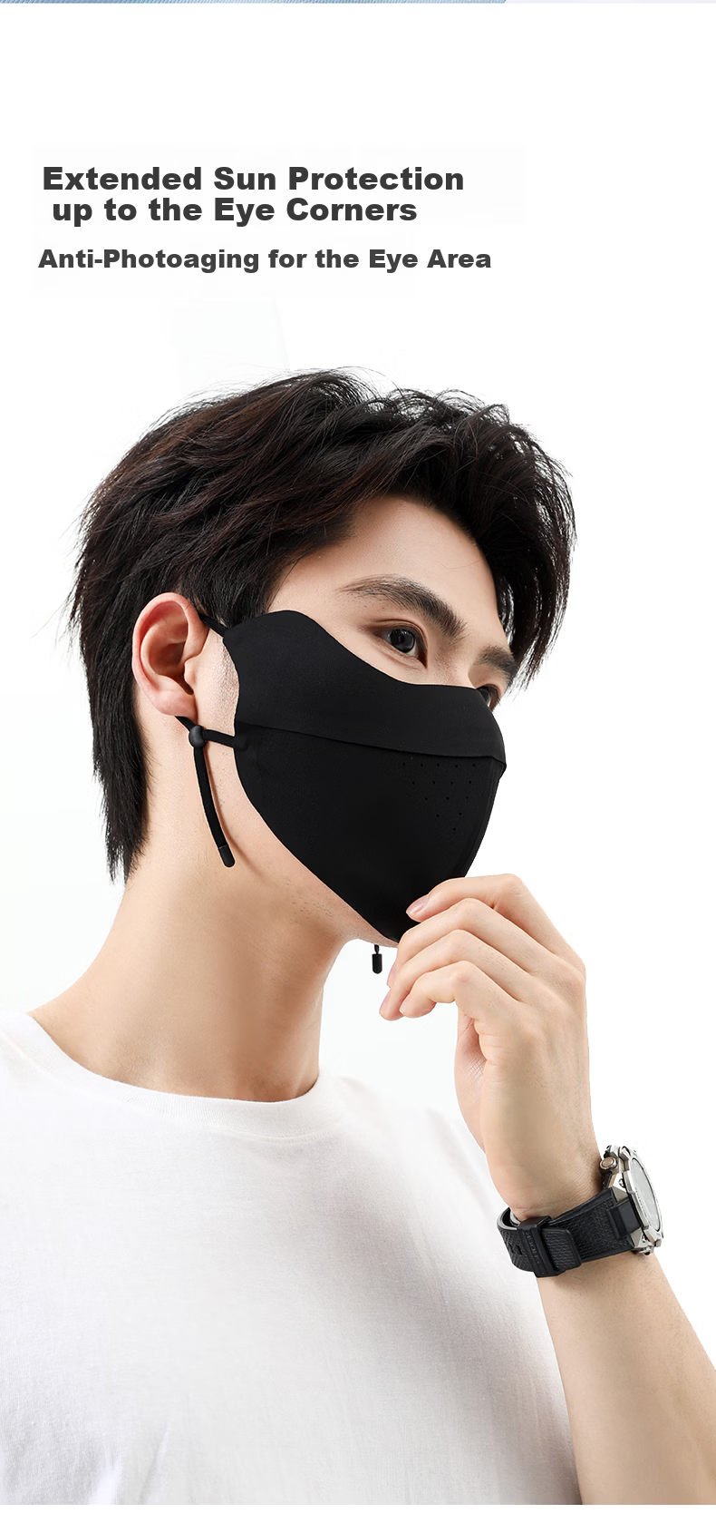 JD Jingzao Unisex Sunscreen Mask UV Protection Breathable Cycling Ice Silk Cooling Full Face Sun Protection Mask Black 10