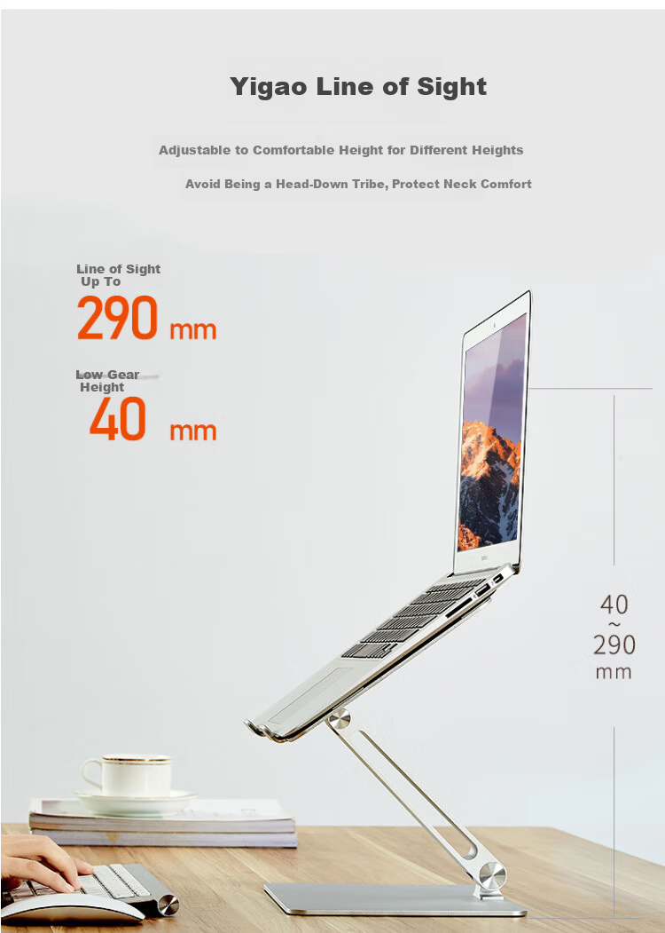 ECOLA Laptop Stand, Computer Desk, 360° Rotating Monitor Riser, Aluminum Alloy Heat Sink, Foldable Height Adjustable, for Huawei, Lenovo Legion, MacBook, Qingyun AT28PSV 2