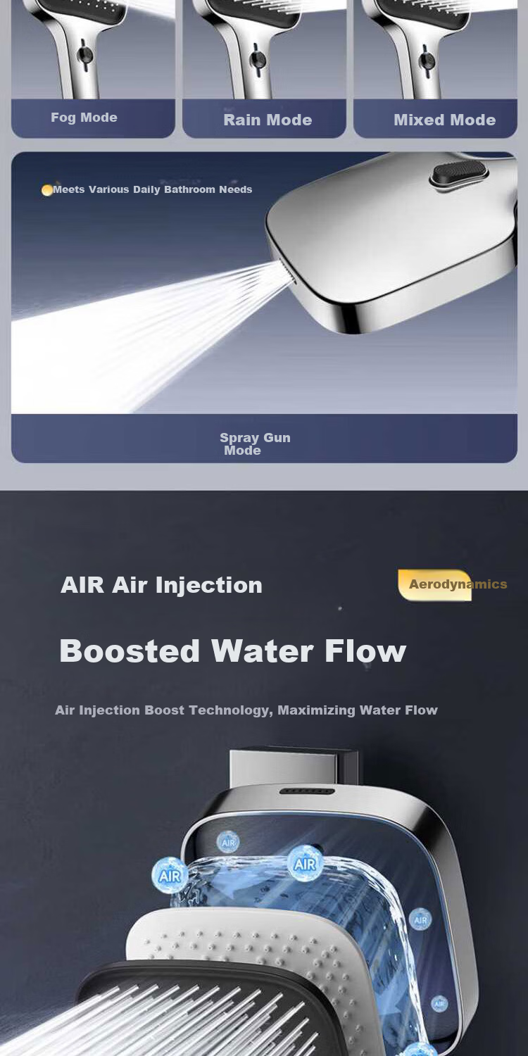 Del 28-Year Brand Pressure-Boosting Multifunctional Large Shower Panel Handheld Shower Head Hose Set for Home 3