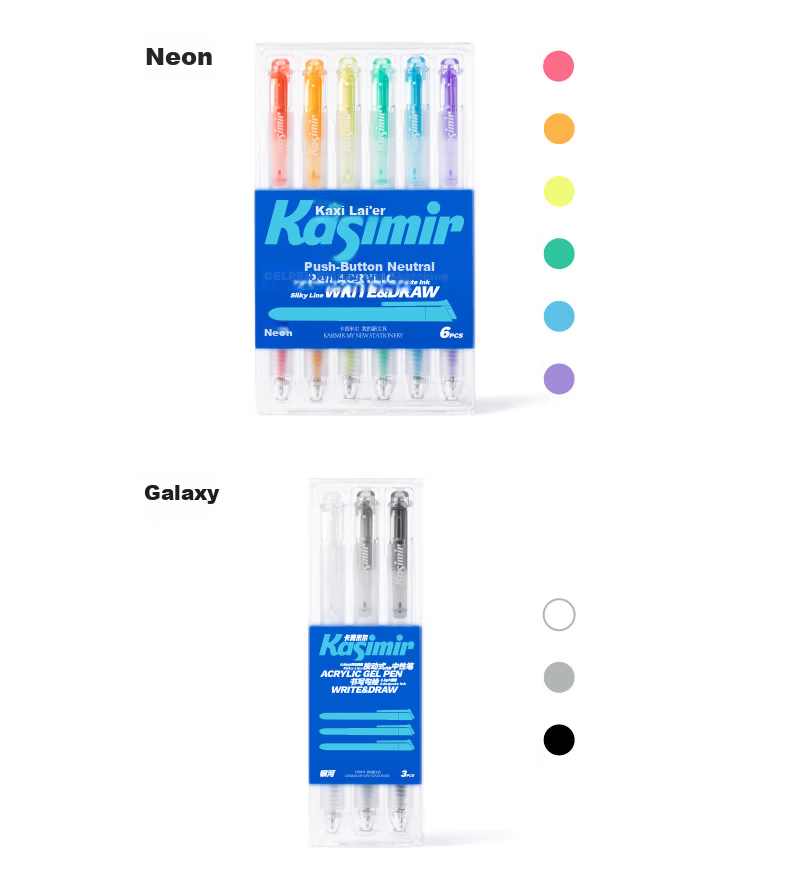 Cashmere Retractable Acrylic Gel Pen Colorful Gel Pen Student Stationery Drawing Journal Pen Large Capacity Rollerball Pen Exam Review Highlight Marker - Galaxy 3-Pack 11
