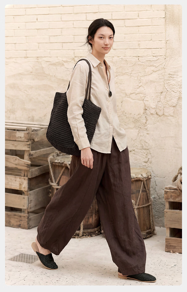 JD Jingzao Linen Shirt Luxury Vintage Style Women's Shirt 2026 New Spring Autumn High-End Long Sleeve Pink XS 21