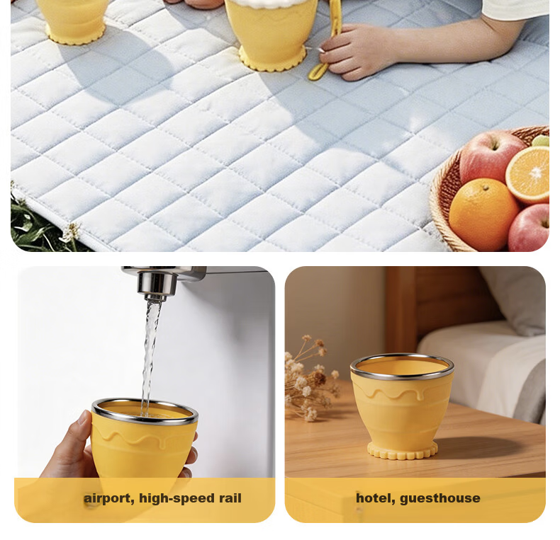 Beedoll Children's Day Gift Water Bottle Summer Portable Foldable Drinking Cup Pocket Cup Strawberry Pink 6