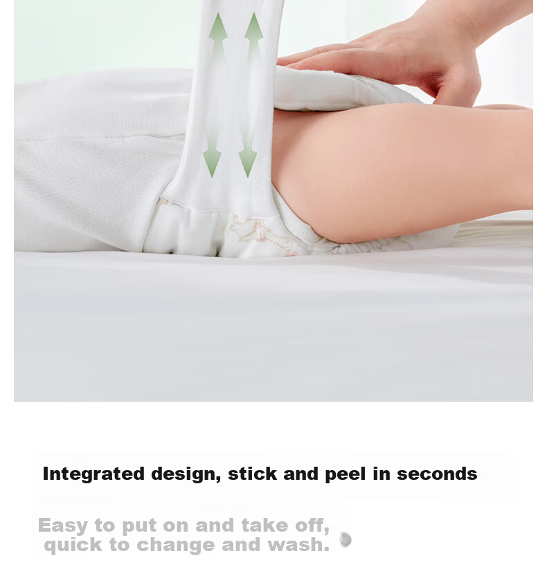 Betis Diaper Baby Gauze Integrated Fixing Belt Pants Pocket Baby Urine Guard Cloth Diaper Size L for 10-15 lbs 4-Pack 19