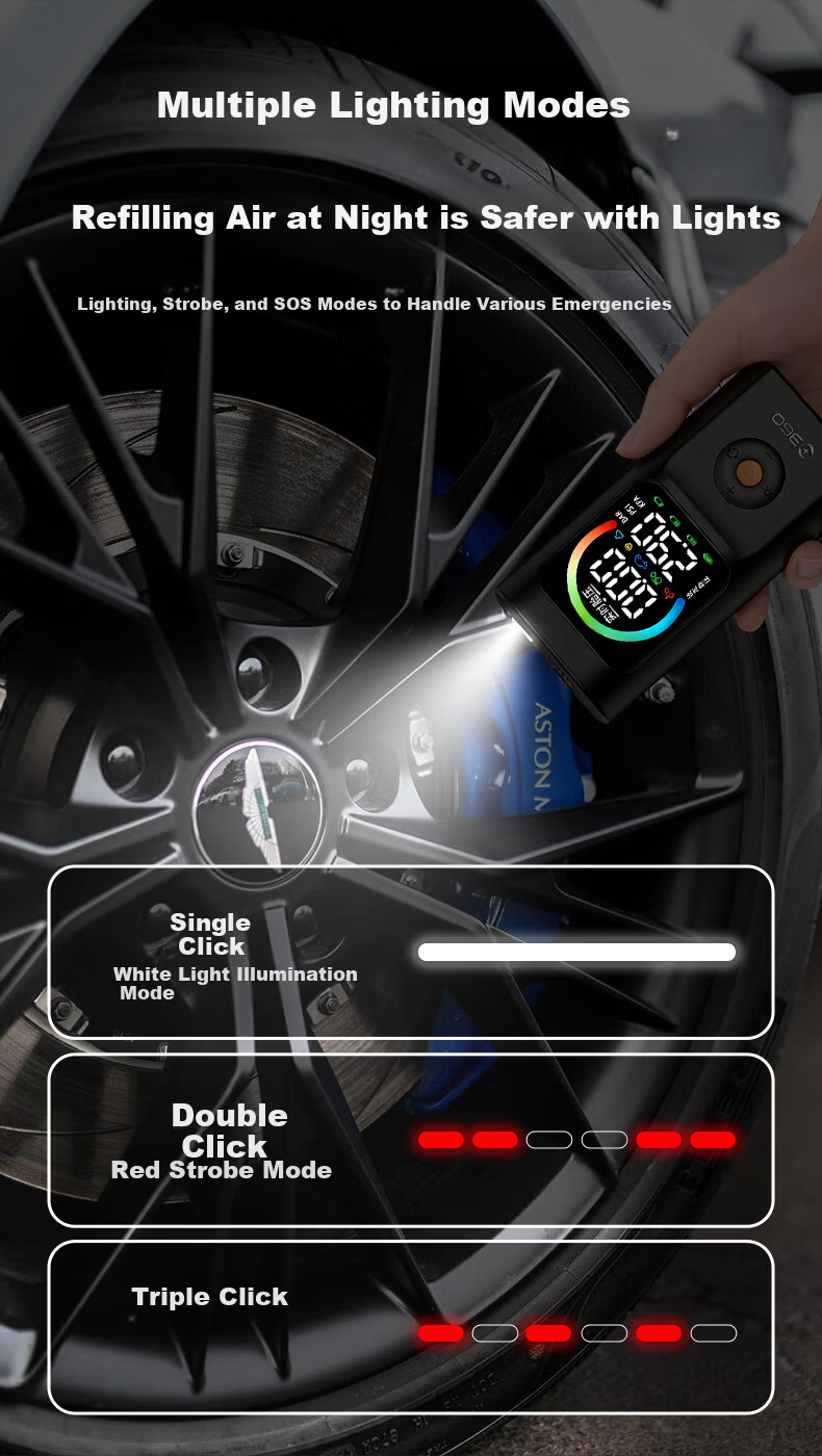 360 Car Inflator HQ30 Color Screen Wireless Portable Electric Air Pump for Car and Bicycle Tire Pressure Measurement 5