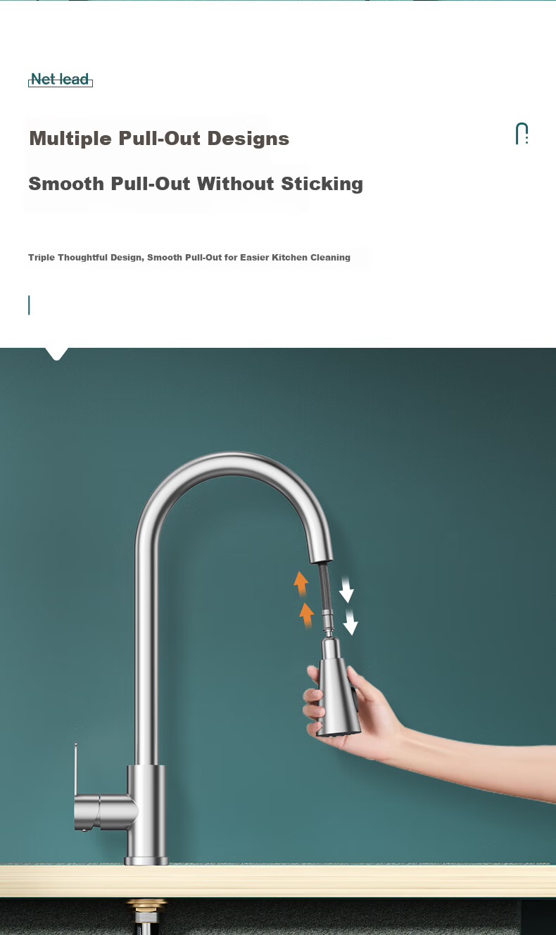 ARROW HS Kitchen Faucet Dual Control Hot and Cold Three-Function Pull-Out 304 Stainless Steel Sink Washing Basin Faucet 8