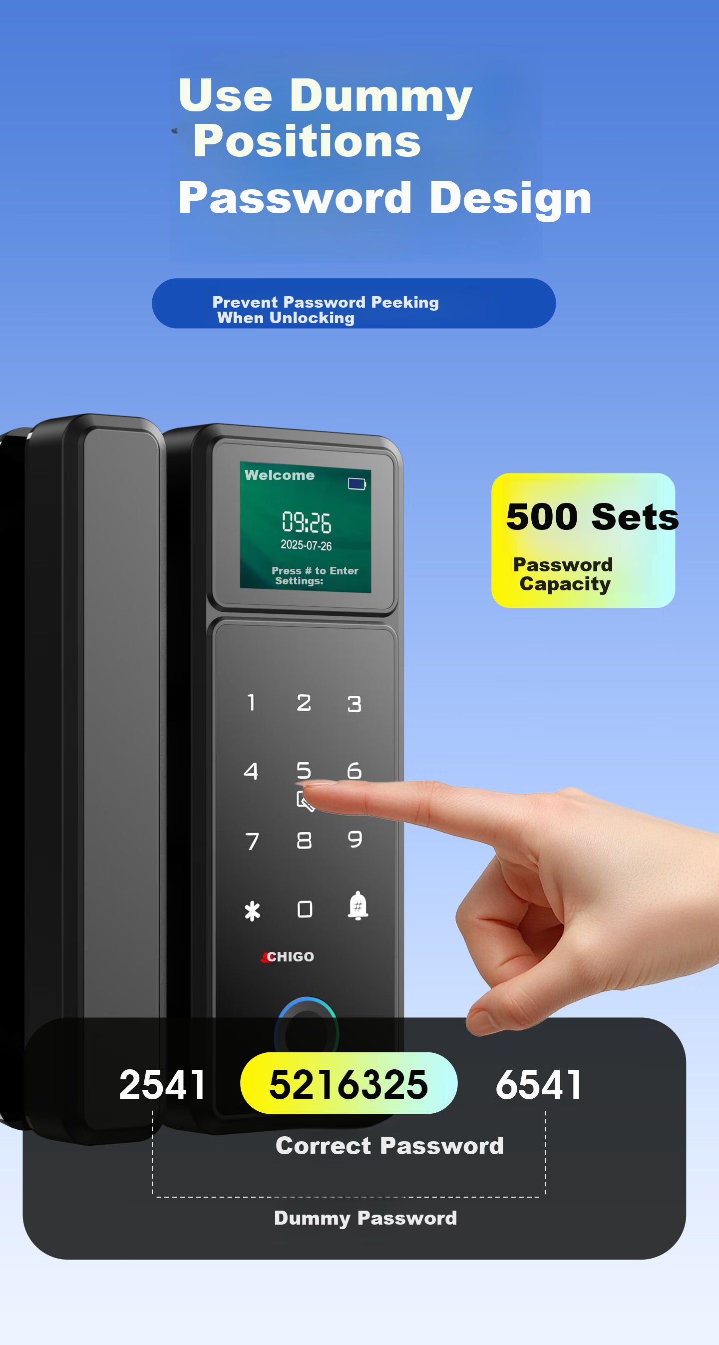 CHIGO Glass Door Fingerprint Lock No Drilling Office Password Lock Single and Double Door Smart Electronic Access Control Lock 10