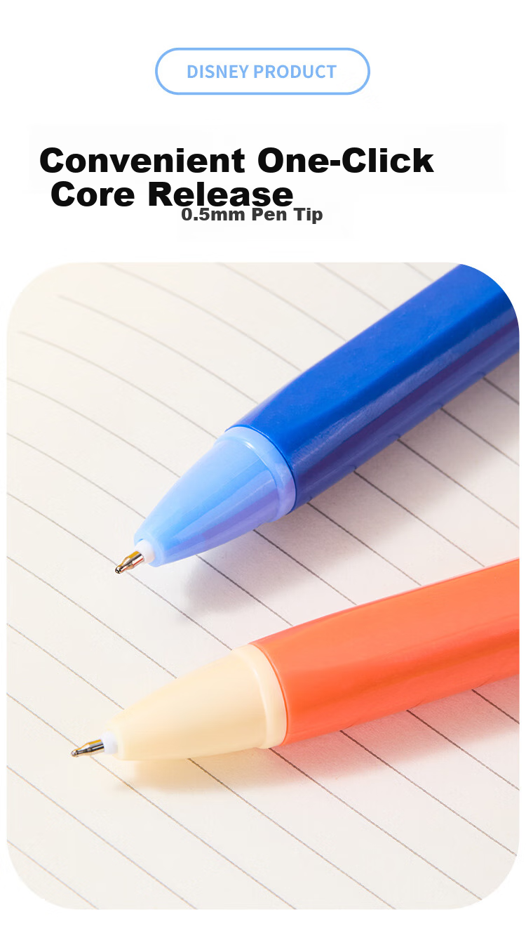 Disney Stationery Retractable Gel Pen, Stylish Student Exam Writing Pen, 0.5mm Black Quick-Drying Signature Pen, Water-Based Pen, 3-Piece Set, Strawberry Bear Desig 5