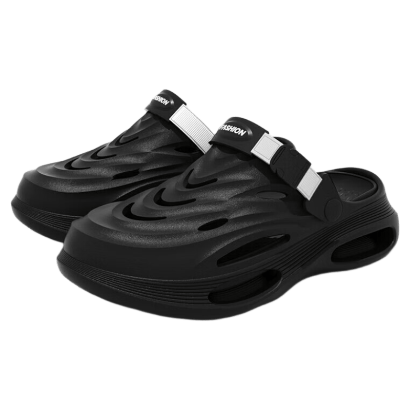 ZHIYING Men's Fishing Clogs Work Outdoor Sports Non-Slip Water Beach Sandals Black Size 42-43