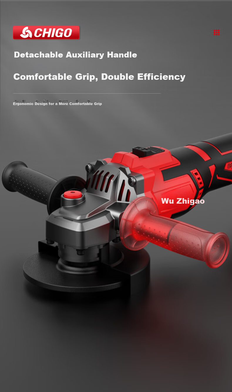 CHIGO Brushless Angle Grinder High-Power Cordless Cutting Machine Multifunctional Polishing and Grinding Lithium Battery Polisher 7