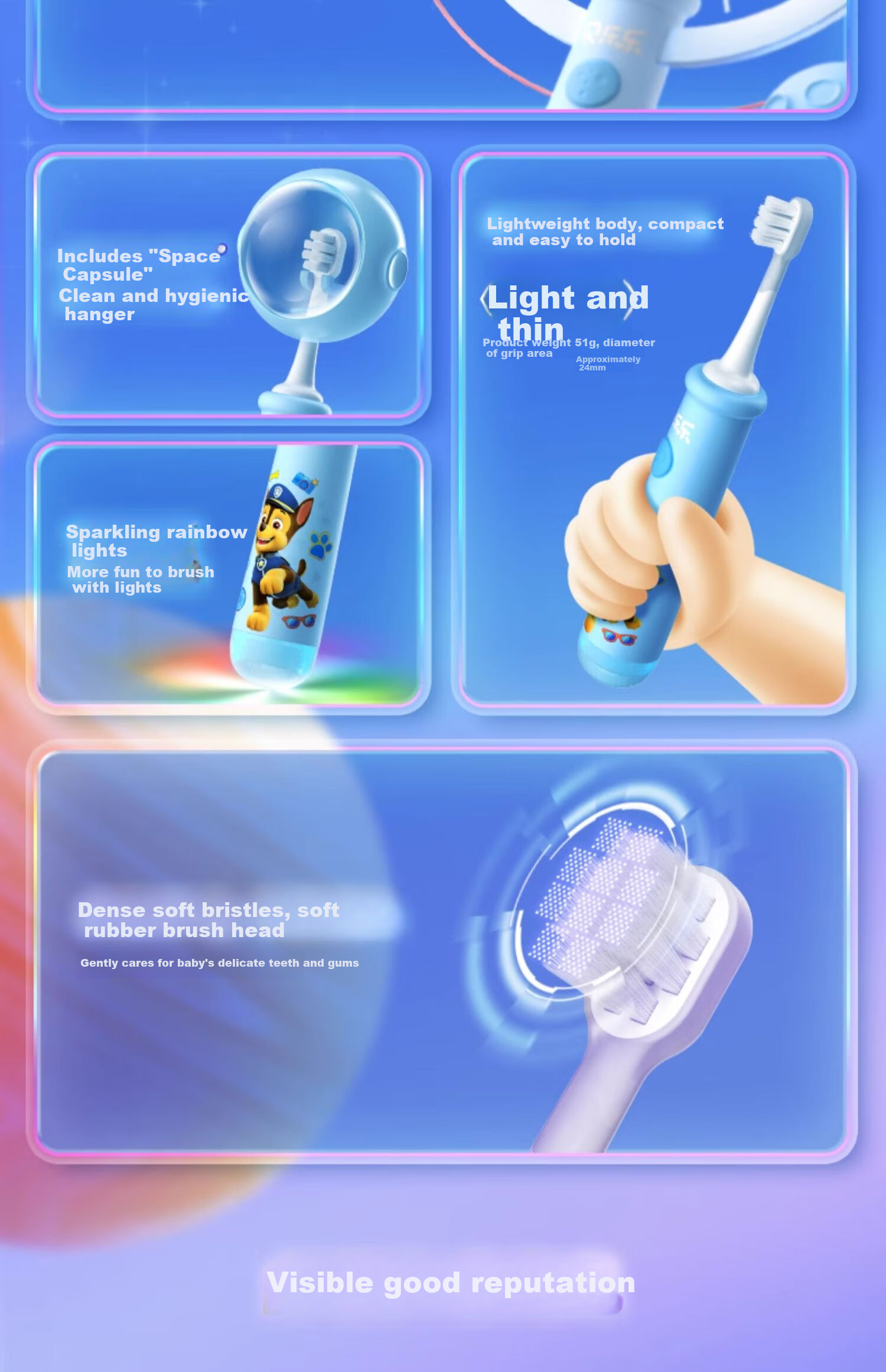 Lengsuang Children's Sonic Electric Toothbrush (Archie Edition) Anti-Cavity Soft Bristles Gum Care Smart Timer Suitable for Ages 2-12 Student Gift Birthday Gift Children's Gift 2