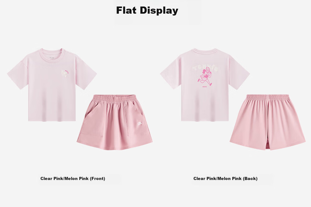 Anta Kids Sports Set Girls 2026 Summer Breathable Skin-friendly Cotton Short Sleeve Skirt A62626702 19