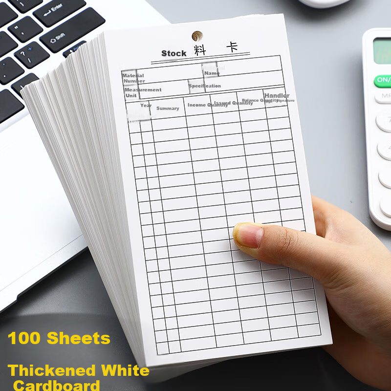 Langjie Double-Sided Printed Inventory Card Warehouse Stock Card Material Storage Card Warehouse Management Record Card In-Out Material Card Customizable