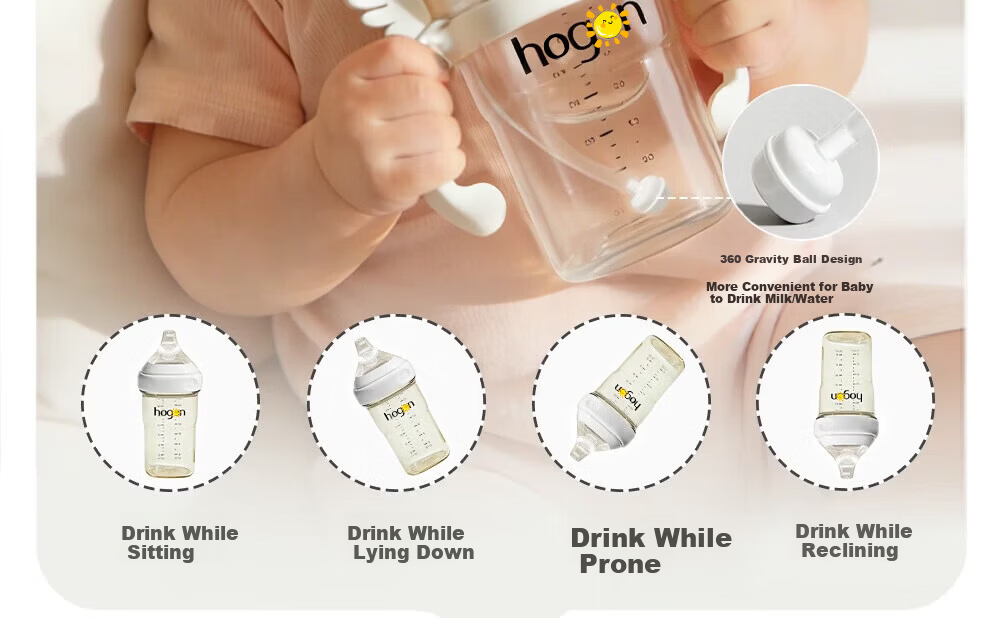 BAYTIM Compatible Hegen Gravity Ball Bottle Accessory Nipple Gravity Ball Straw Accessory with Original Nipple 12
