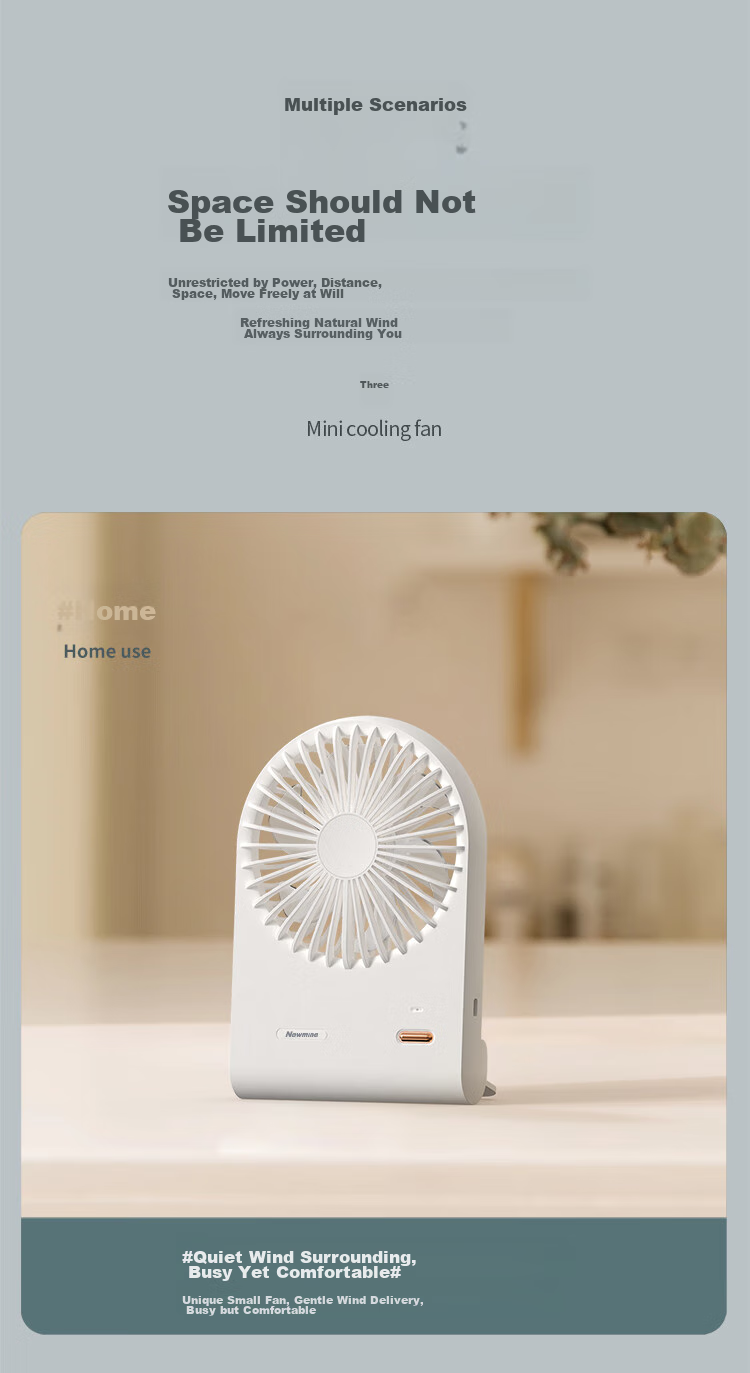 Newmine Mini Desktop Fan, Portable Wall-Mounted Fan, Compact Electric Fan for Office, Student Dorm, Bedside, Powerful Handheld Small Fan, White 5