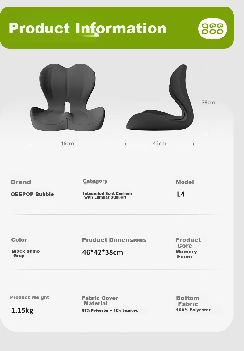 Bubble Waist Support Ergonomic Lumbar Cushion Integrated Backrest Office Chair Seat Pad Long Sitting Essential Father's Day Gift 15